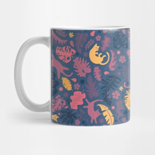 Full pattern of Cats Playing in The Tropical Forest Mug